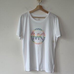 Michael Kors White Tee with Multicolor Logo